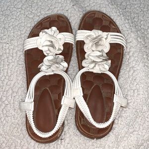 White and Brown Flower Sandals
